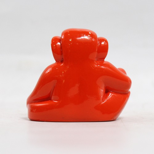 Polyresin Lord Ganesha Idols For Car Dashboard Home & Office - Small Red And Orange | Car Dashboard