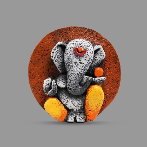 Orange And Green Rock Design Ganesha Statue | Home & Office | Spiritual | Ganesha Murti | Showpiece