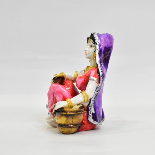 Black and Pink Rajasthani Lady Decorative Showpiece