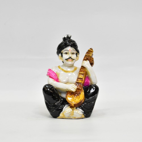 Polyresin Rajasthani Cultural Man with Sitar Statue Showpiece for Home Decor| Table Decor | Multicolour