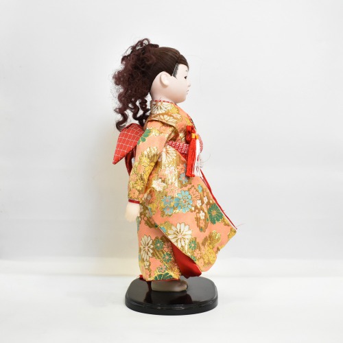 Oriental Japanese Kimono Kabuki Doll Geisha Action Figure Figurine Statue | Orange And Brown Clothes