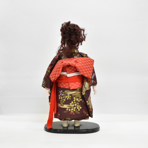 Oriental Japanese Kimono Kabuki Doll Geisha Action Figure Figurine Statue | Orange And Brown Clothes