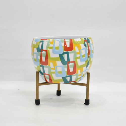 Ceramic Flower Vase Pot With Stand For Living Room | Bedroom | Modern Table Shelf Home Decor | Multi colour