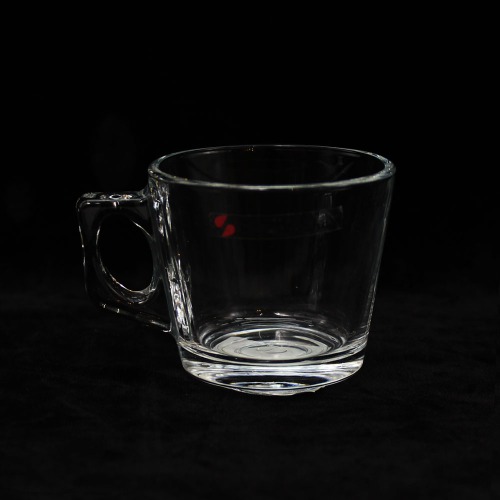 Superb Crystal Clear Solid Glass Tea Cup With Saucer | Tea Cup With Handle - 6 Cup and 6 Saucer