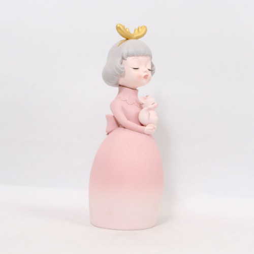 Modern Luxury Bowknot Girl Resin Figurine Holding Cat Home Decoration Decorative Showpiece