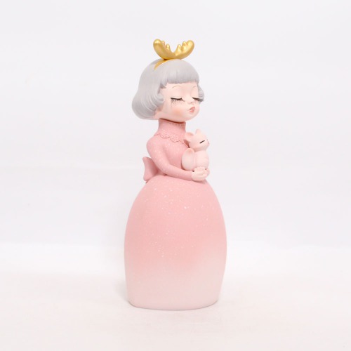 Small Modern Luxury Bowknot Girl Resin Figurine Holding Cat Home Decoration Decorative Showpiece