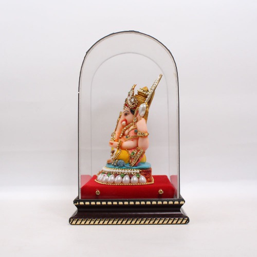 White Moti And Diamond Studded Ganesha Murti | Ganesha showpiece | Showpieces In Home | Car Dashboard