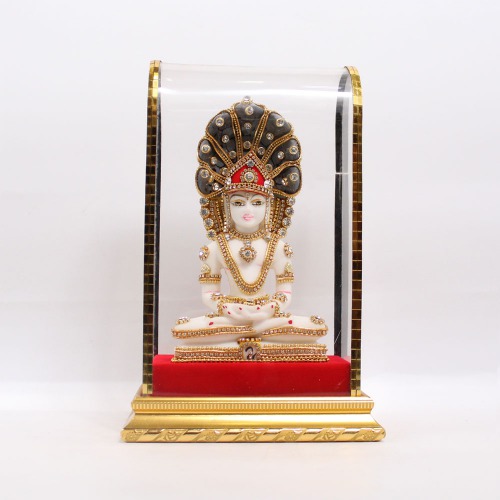 Parshwanath Bhagwan Statue Idol Murti Beautifully Crafted with Resin White Colour | Statue For Living Room