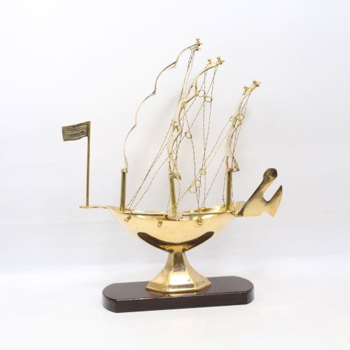 Metal Brass Ship with Wooden Base| Showpiece For Home & Office Decor Big Size | Ship Model Boat Showpiece