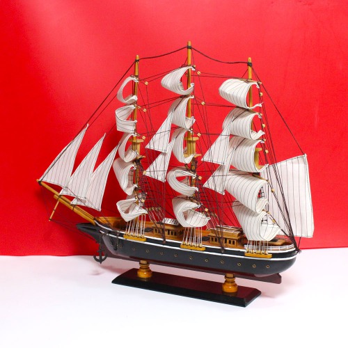 Black And Brown Home Decorative Wooden Sailing Ship Nautical Showpiece | Best Showpiece For Office and Home Decor