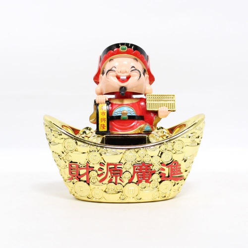Plastic Laughing Buddha Solar Head and Wrist Swing Vastu | Feng Shui with Money Ingot for Health