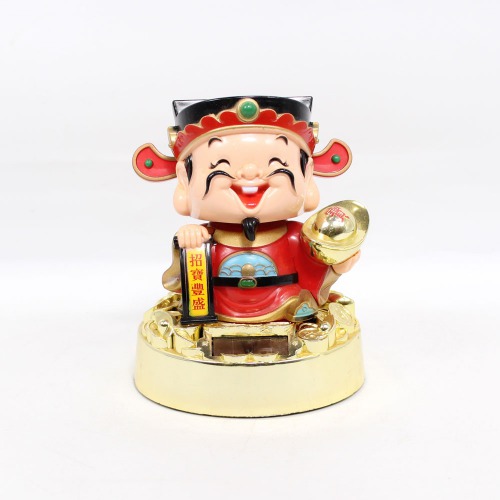 Solar Laughing Buddha with Nodding Head Swinging Wrist Golden Feng Shui Vastu | Home Decor | Decor