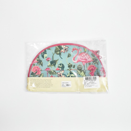 Pinaken Tropical Flamingo Printed Half Mood Cosmetic Bag