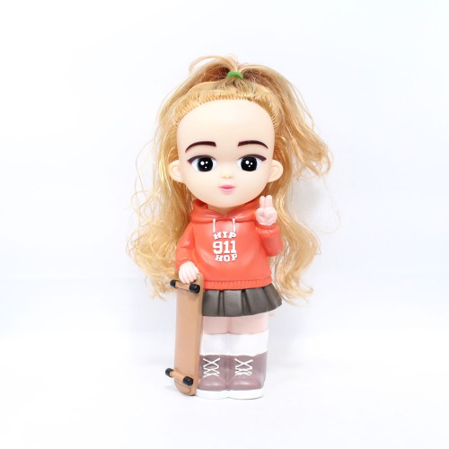 Short Hair Girl With Skateboard Doll Money Saving Bank Toy for Kids | Showpiece | Decor | Kids | Piggy Bank