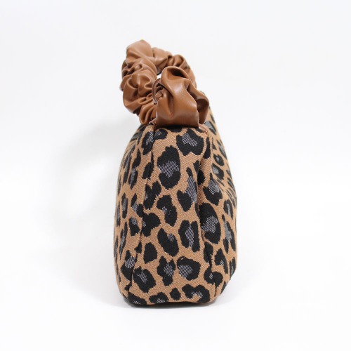 Leopard Baguette Ruched Shoulder Hand Bag For Women