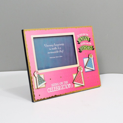 Pink Happy Birthday Celebration Frame | Wooden Photo Frame| Table Top Frame
