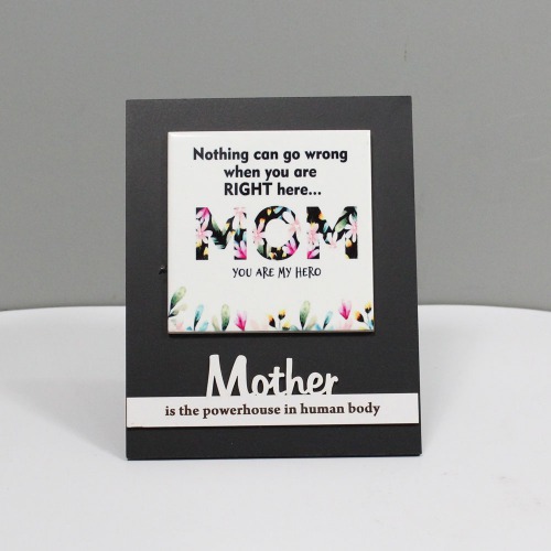 Nothing Can Go Wrong When You Are Right Here Mom Wooden Plaque With Tile | Wooden Frame