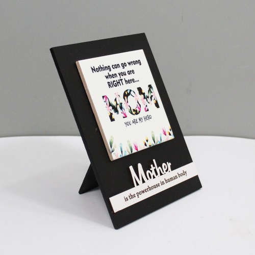 Nothing Can Go Wrong When You Are Right Here Mom Wooden Plaque With Tile | Wooden Frame