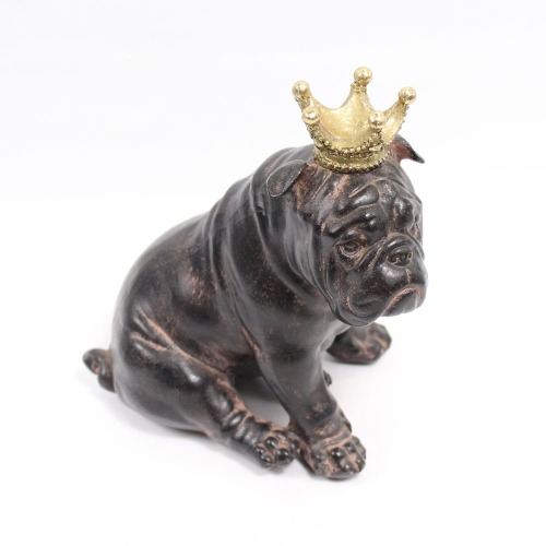 Bull Dog With Crown Bronze Showpiece For Home Decor
