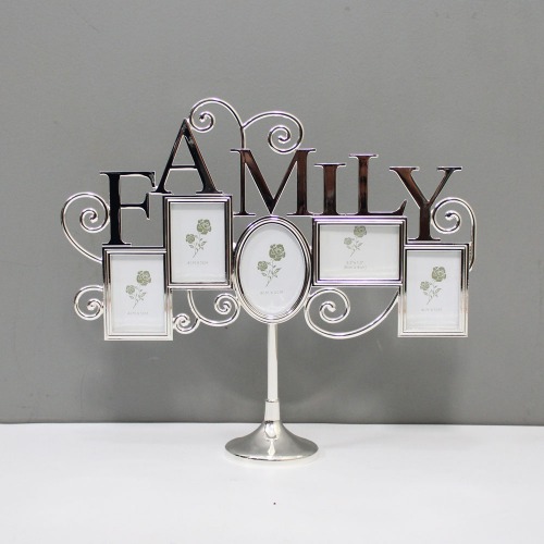 Silver Family Table Top Photo Frame with Multiple Photos for Home Decor
