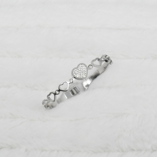 Silver Tone Heart Shape Dazzling Stones Contemporary Kada Bracelet For Women | Bracelet | Women's Kada