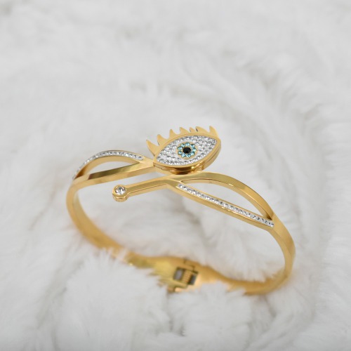 Evil Eye Yellow Diamond Studded Bracelet Kada | Bracelet | Women's Kada | Jewellery | Fashion Jewellery