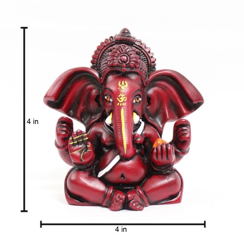 Brown Colour Ganesha Ganpati With Big Ears Sitting Idol For Car Dashboard Home & Office | Ganesha Murti