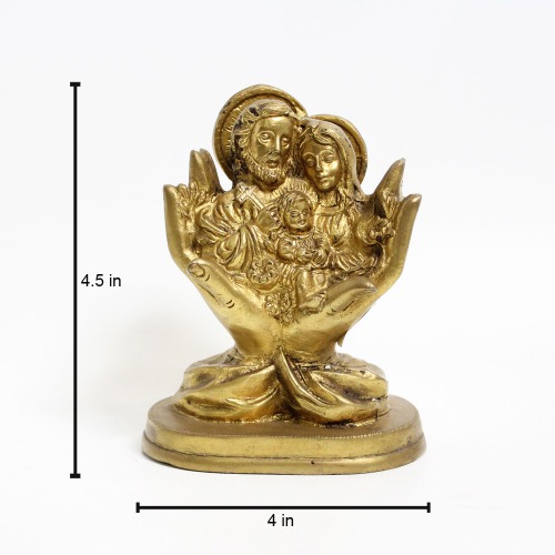Brass Jesus Family In Hand Design Statue | Roman Catholic Christian Religious Statue | Christ Idol Statue Sculpture