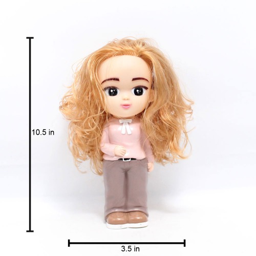 Standing Long Hair Girl Doll Shaped Money Saving Bank Toy for Kids | Pink | Showpiece | Decor | Kids | Piggy Bank
