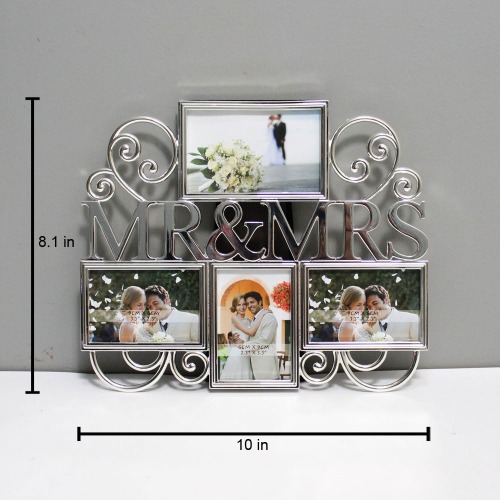 Silver Metal Mr. and Mrs. Multiple Photo Frame For Your Special One