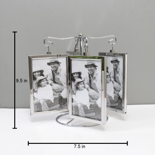 Simple Metal Double Sided Rotating Photo Frame | Multiple Photo Frame