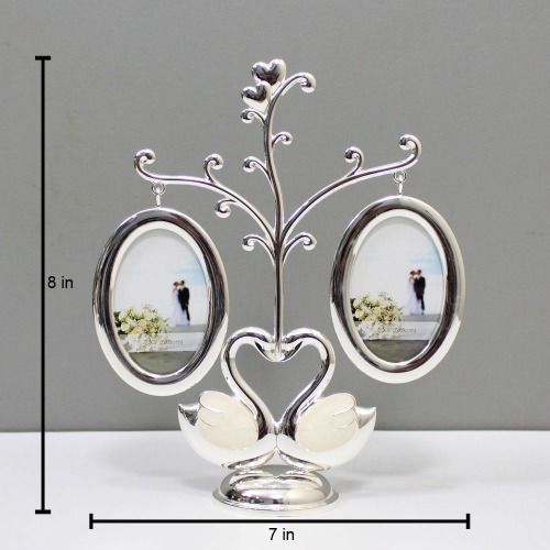 Silver Metal Swan Family Photo Frame For Home Decor