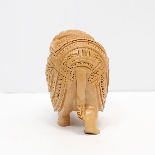 Attractive Wood Carving Handmade Elephant Undercut Statue with Howdah Palanquin Animal Figurines Showpiece