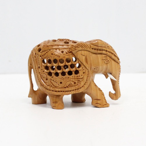 Wooden Elephant | Wooden Undercut Elephant | Wooden Undercut Carving | Wooden Carved Elephant