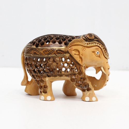 Wooden Handmade Elephant Statue for Home Decor (Brown | 2.5 inch) | Home Decor Living Room and Office