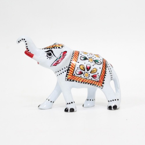 Vintage Gulley Meenakari Royal White Elephant I Hand-Enamelled in Metal I Gift | Home Decor