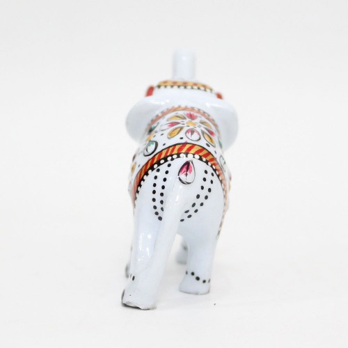 Vintage Gulley Meenakari Royal White Elephant I Hand-Enamelled in Metal I Gift | Home Decor