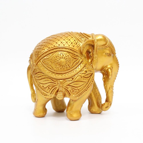 Gold Colour Wooden Elephant Showpiece for Home Decor | Elephant Decorative Items for Home