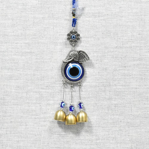 Evil Eye With Elephant Hanging With Bells Wind Chimes Wall Decor Hanging Lucky Pendant Protection Charm