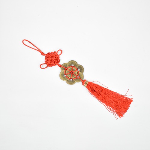 Feng Shui Hanging Coins Bell with Red Strings for Good Fortune Traditional Coins with Red String For Wealth