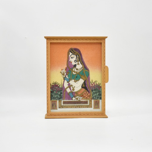 Rajasthani Gemstone Painting Key Holder Box | Key Holder | Decor | Wall Hanging