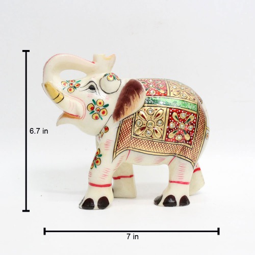 Multi Colour Diamond Meenakari Work Elephant Showpiece for Home Decor | Elephant Decorative Items for Home