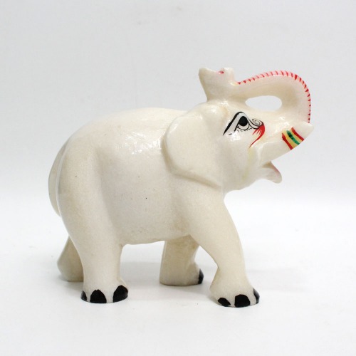 White Marble Elephant Showpiece for Home Decor | Elephant Decorative Items for Home (5.5 Inch Height)