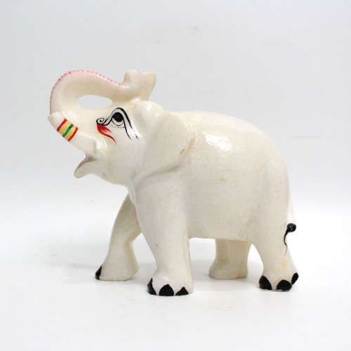 White Marble Elephant Showpiece for Home Decor | Elephant Decorative Items for Home (5.5 Inch Height)