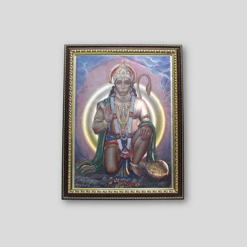 Hanuman Religious Wood Photo Frames with Acrylic Sheet (Glass) for Worship/puja(19x 14.5inch)