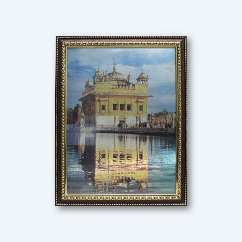 Golden Temple Wooden Photo Frame For Home Decor / Puja Ghar ( 19 x 15 inches )