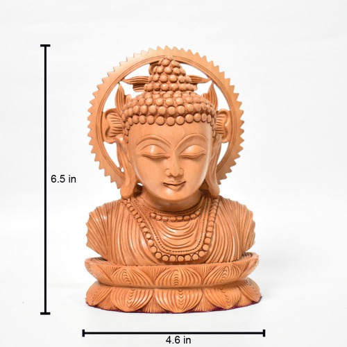 Big Size Wooden Buddha Bust And Stand | Gautam Buddha Idol Statue for Home | living room | study room | Gifting items Decorative Showpiece