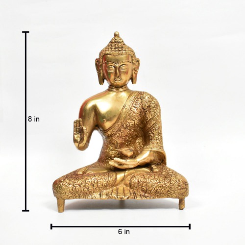 Designer Shal Buddha Statue Golden Colour | Religious Idol of Lord Gautam Buddha Statue Big Size Idols Decorative Showpiece