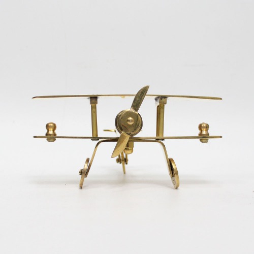 Brass Aeroplane Model Showpiece, Antique Table Top Miniature Decorative Showpiece for Home Decor & Office Table with Gold, Glossy and Shiny Finish