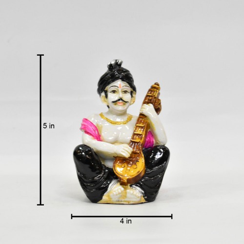 Polyresin Rajasthani Cultural Man with Sitar Statue Showpiece for Home Decor| Table Decor | Multicolour